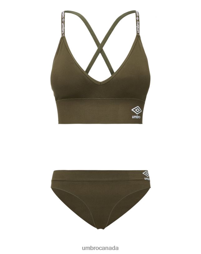Khaki Clothing Lucy Seamless Bra And Thong Set Women Umbro 262Z8552